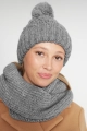 Szary wełniany komin damski z wełny, widok z przodu
