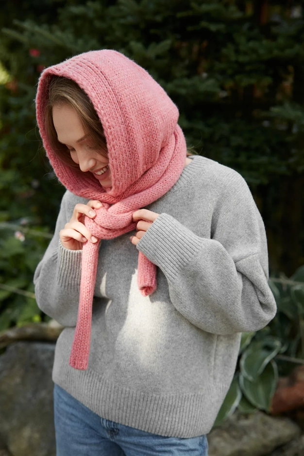 Różowa bonetka z wełny merino i bawełny – Bonnet Pink
