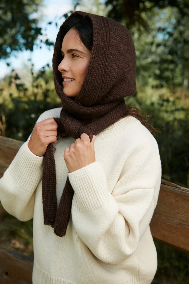 Brązowa bonetka z wełny merino i bawełny – Bonnet Brown